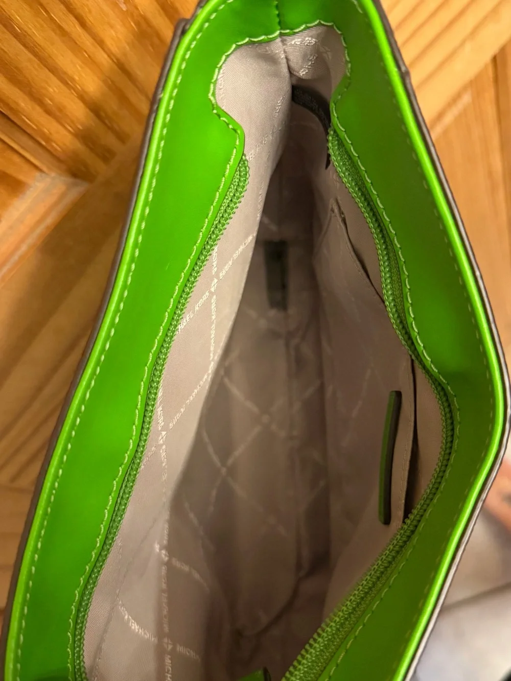 Michael Kors Jungle Green MK Monogram Crossbody with Branded Strap